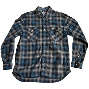 Carhartt Relaxed Fit Flannel Blue and Grey Plaid